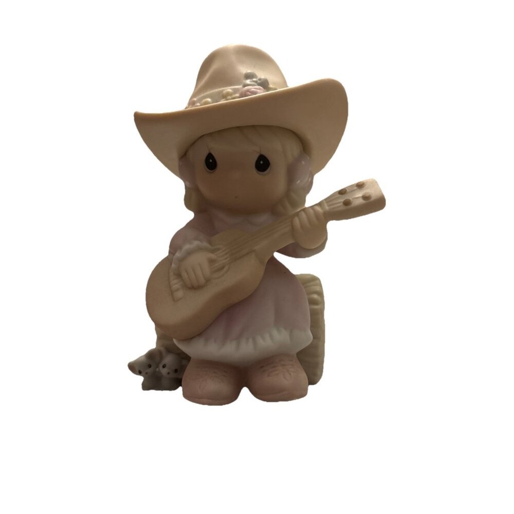 PRECIOUS MOMENTS ~1995 ~163864 ~"HALLELUJAH HOEDOWN" Sitting Cowgirl